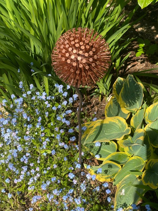 Iroko Wood and Copper Nail Allium