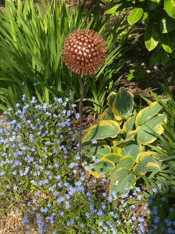 Iroko Wood and Copper Nail Allium