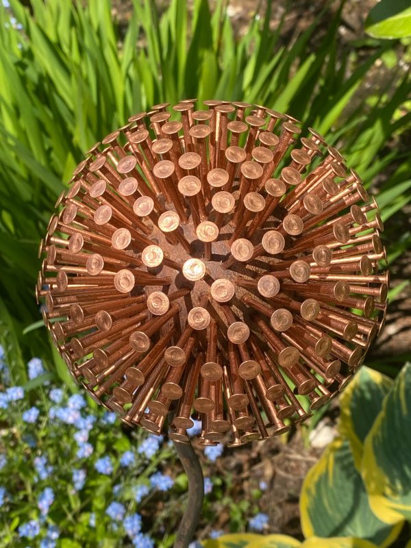 Iroko Wood and Copper Nail Allium