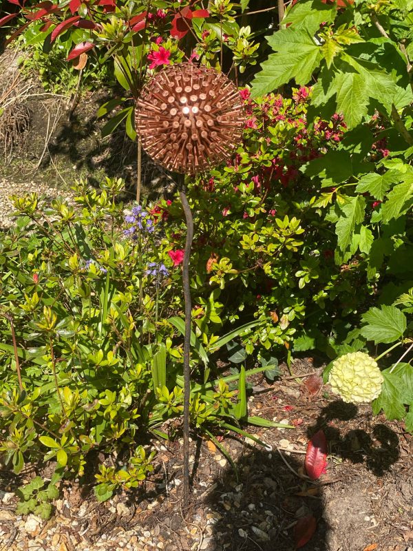 Iroko Wood and Copper Nail Allium