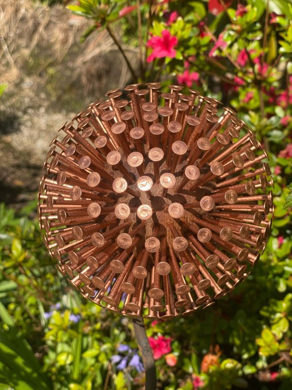 Iroko Wood and Copper Nail Allium