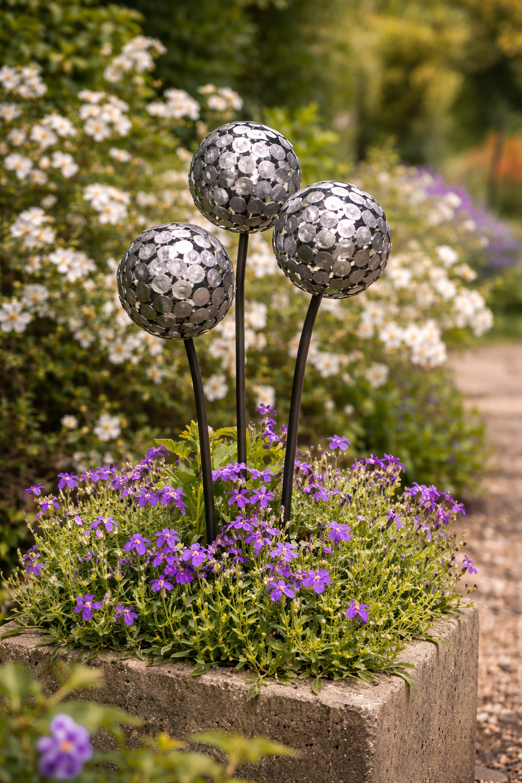 Aluminium Nail Allium / Dandelion Flower Garden Decor