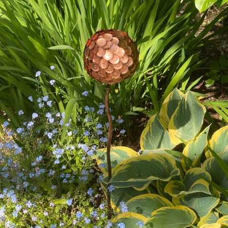 Copper Rivet Allium Flower Garden Ornament