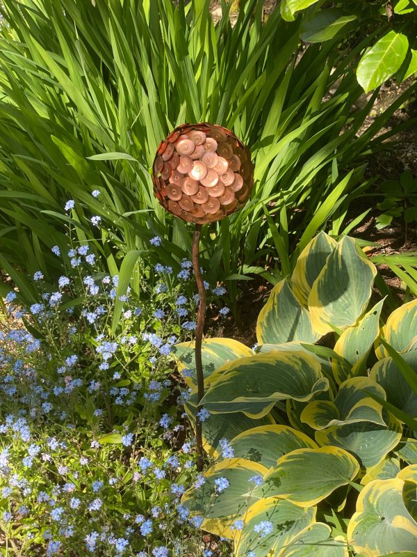 Copper Rivet Allium Flower Garden Ornament