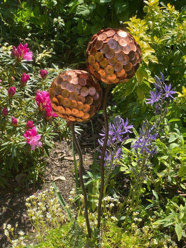 Copper Rivet Allium Flower Garden Ornament