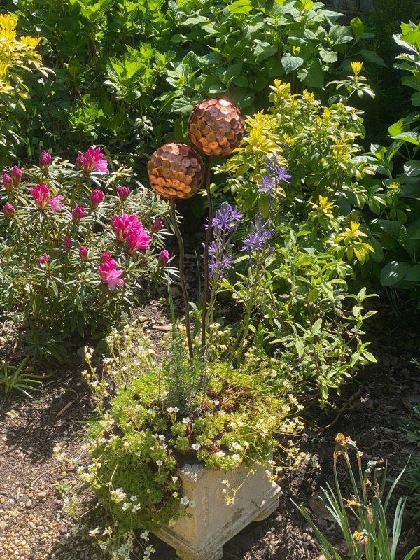 Copper Rivet Allium Flower Garden Ornament