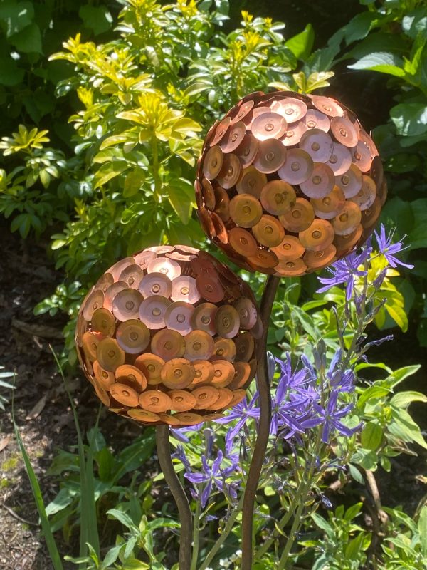 Copper Rivet Allium Flower Garden Ornament