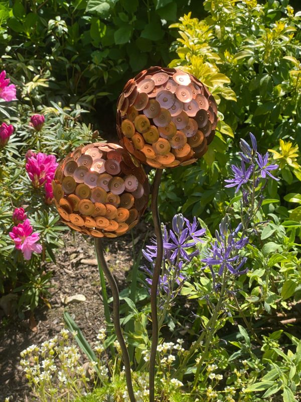 Copper Rivet Allium Flower Garden Ornament