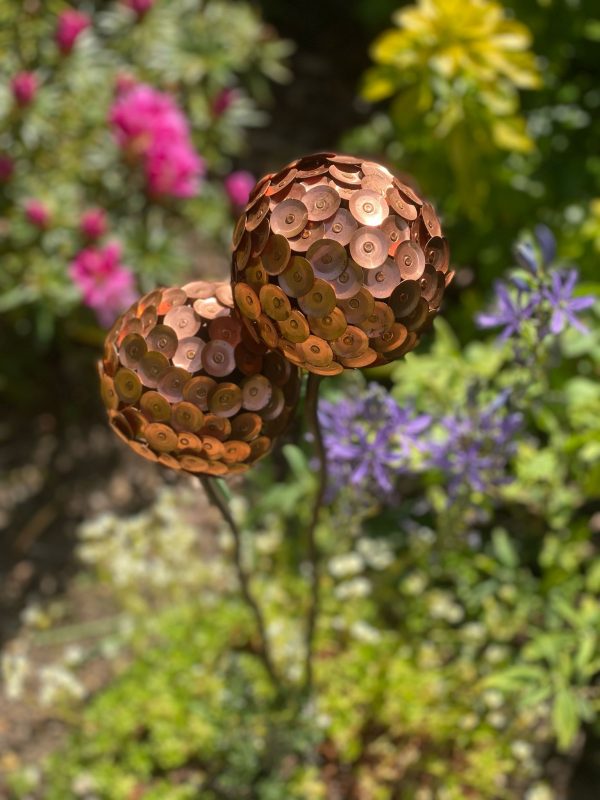 Copper Rivet Allium Flower Garden Ornament