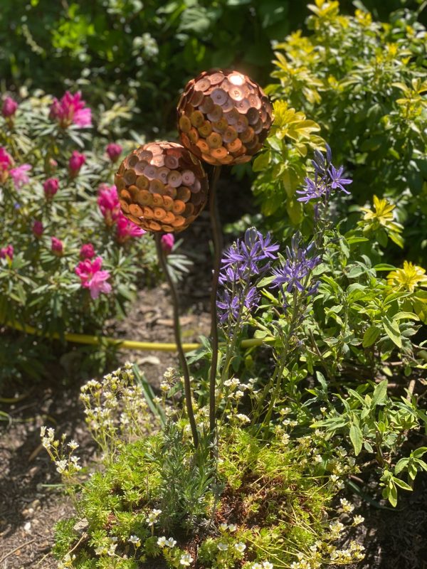 Copper Rivet Allium Flower Garden Ornament