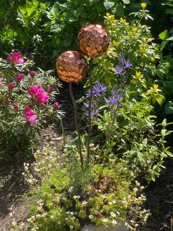 Copper Rivet Allium Flower Garden Ornament