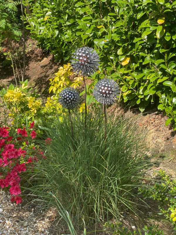 Iroko Wood and Aluminium Nail Dandelion Sculpture
