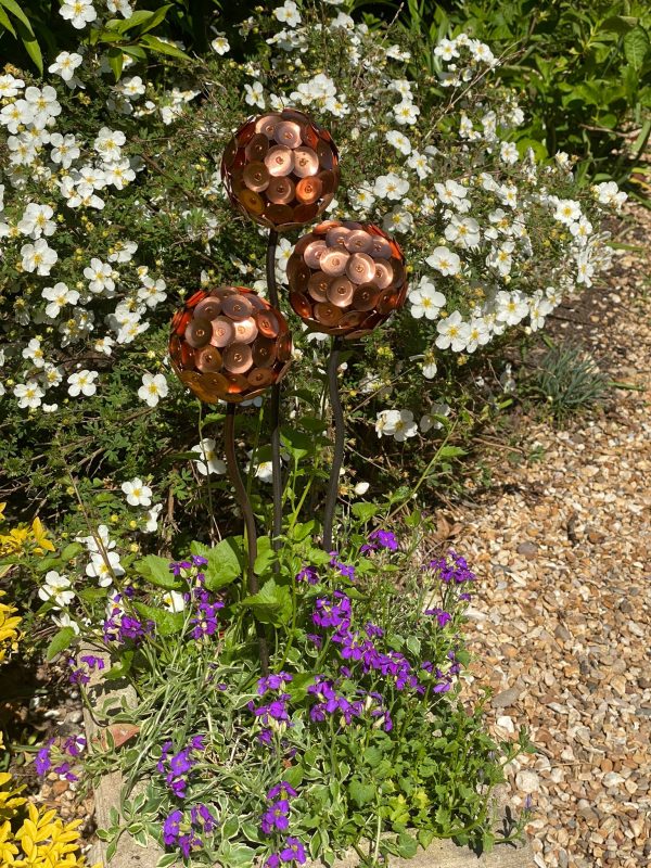 Copper Disk Allium Flower Garden Ornament