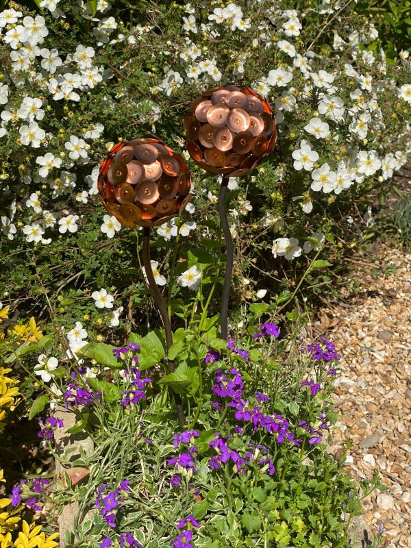 Copper Disk Allium Flower Garden Ornament
