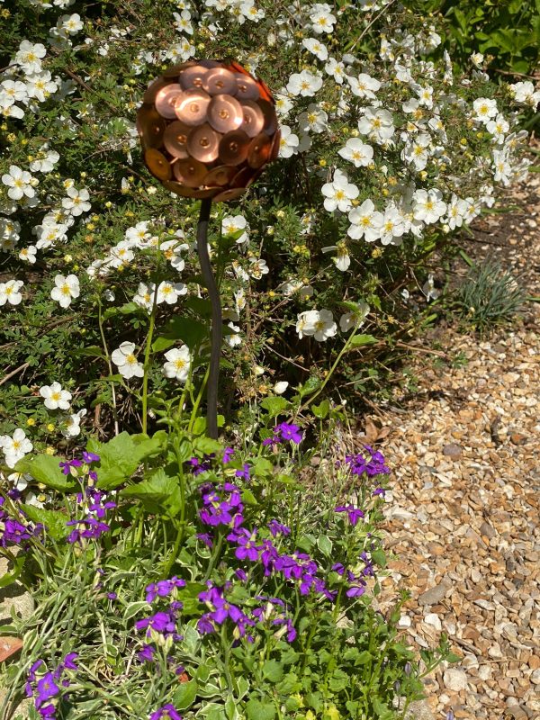 Copper Disk Allium Flower Garden Ornament