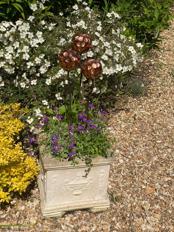 Copper Disk Allium Flower Garden Ornament