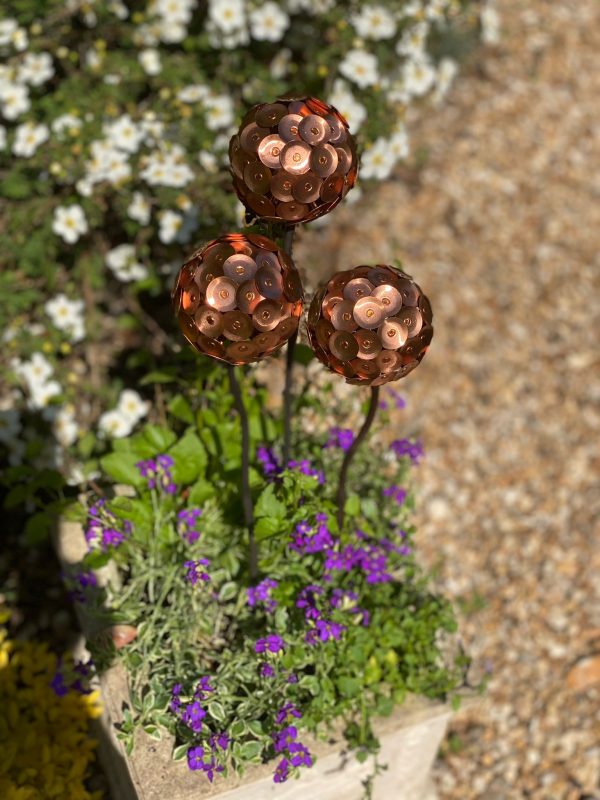 Copper Disk Allium Flower Garden Ornament