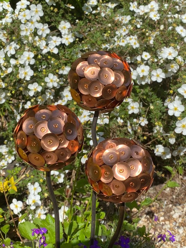 Copper Disk Allium Flower Garden Ornament