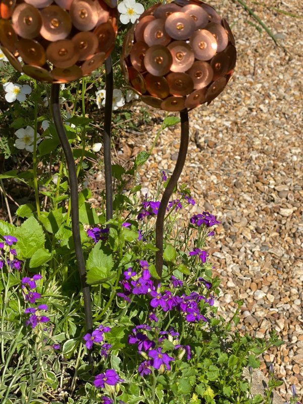 Copper Disk Allium Flower Garden Ornament