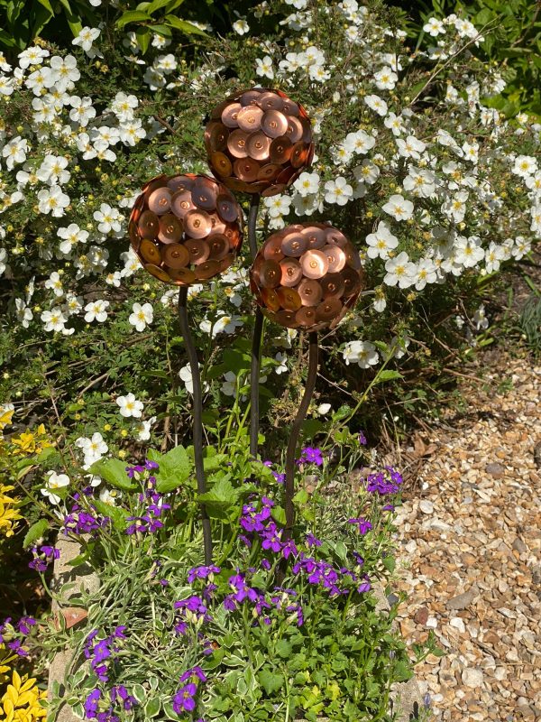 Copper Disk Allium Flower Garden Ornament