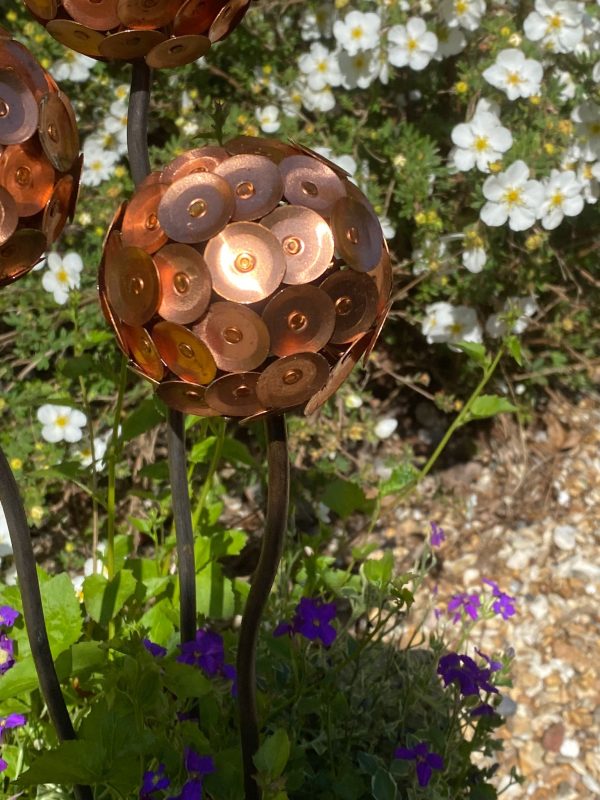 Copper Disk Allium Flower Garden Ornament
