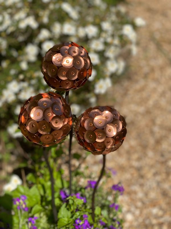 Copper Disk Allium Flower Garden Ornament