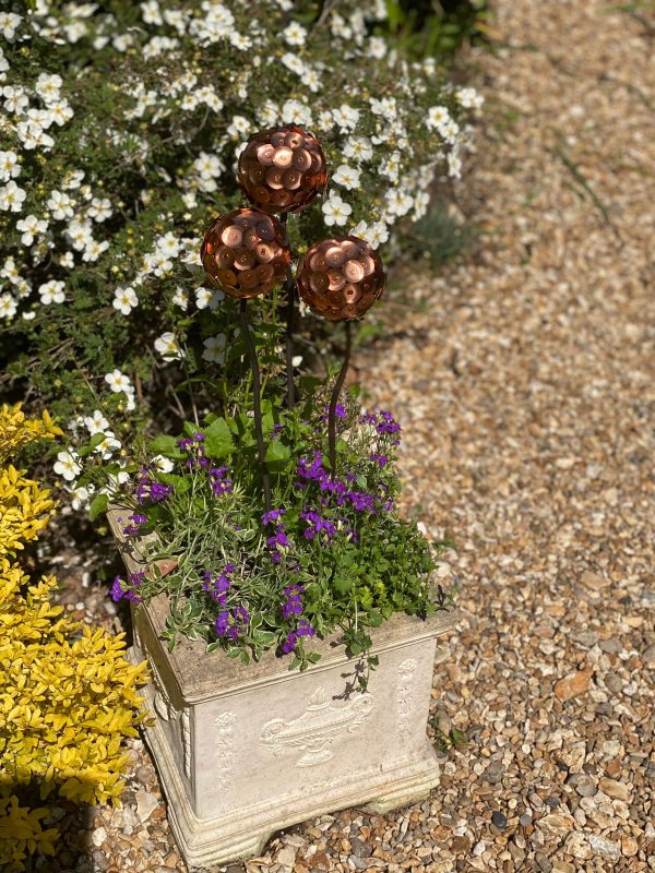 Copper Disk Allium Flower Garden Ornament