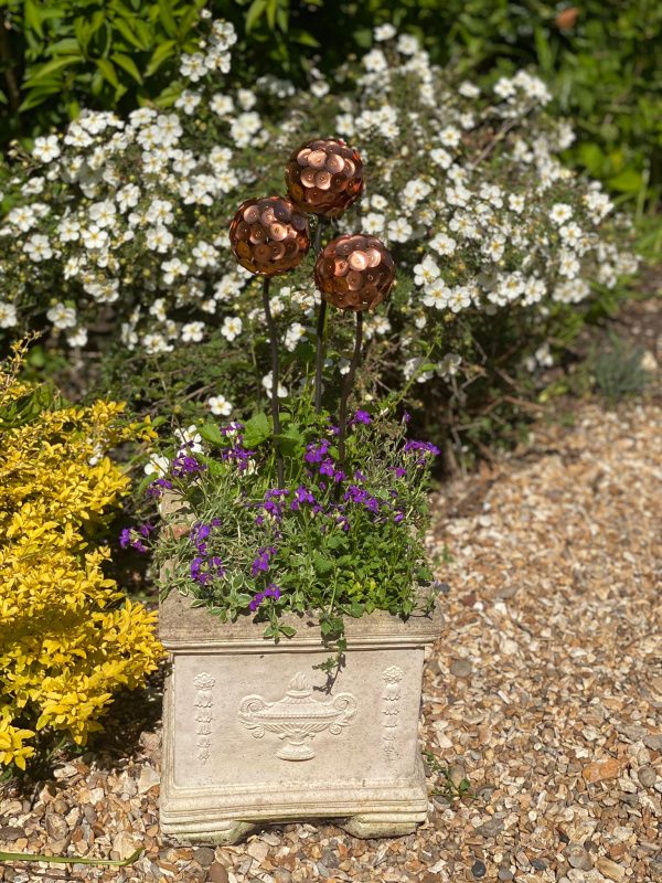 Copper Disk Allium Flower Garden Ornament