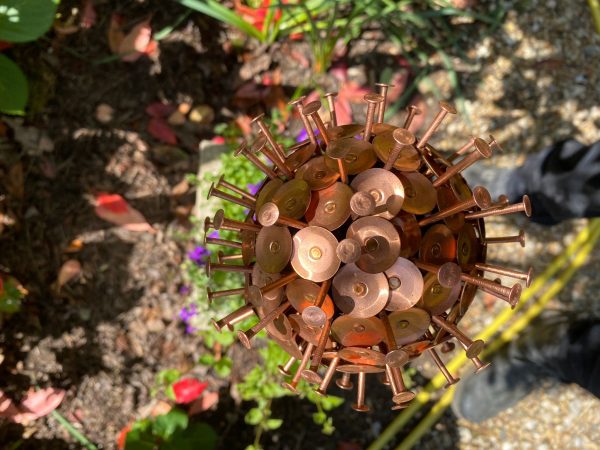 Exploding Copper Allium Flower Garden Ornament
