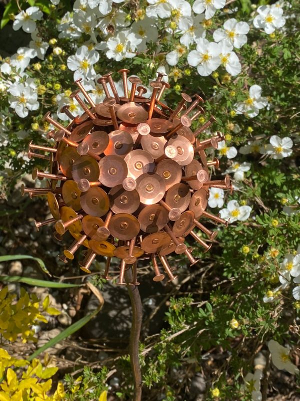 Exploding Copper Allium Flower Garden Ornament