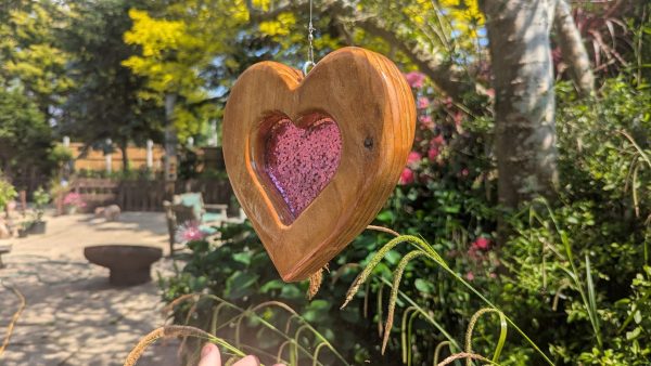 Sun-Catcher with Pink Glitter Resin Heart