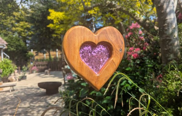 Sun-Catcher with Pink Glitter Resin Heart
