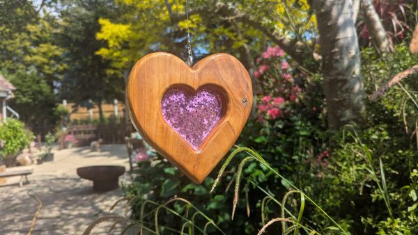 Sun-Catcher with Pink Glitter Resin Heart