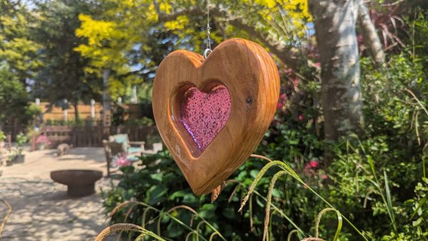 Sun-Catcher with Pink Glitter Resin Heart