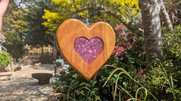 Sun-Catcher with Pink Glitter Resin Heart
