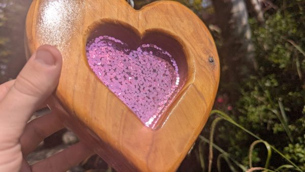 Sun-Catcher with Pink Glitter Resin Heart