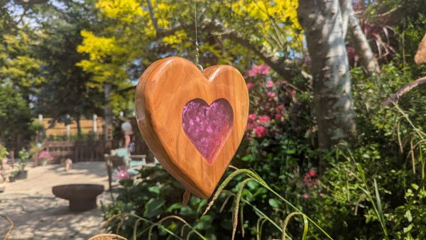 Sun-Catcher with Pink Glitter Resin Heart