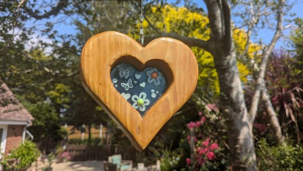Blue Flower Resin Sun-Catcher Heart Décor ✨