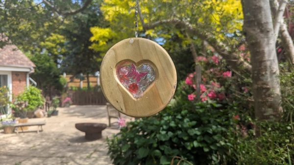 Resin Heart with Butterfly & Sweets Wooden Sun-Catcher