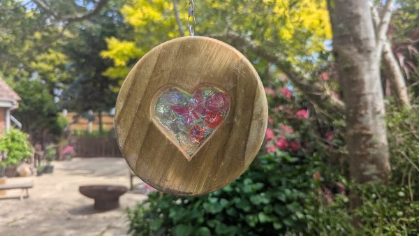 Resin Heart with Butterfly & Sweets Wooden Sun-Catcher