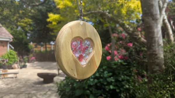 Resin Heart with Butterfly & Sweets Wooden Sun-Catcher
