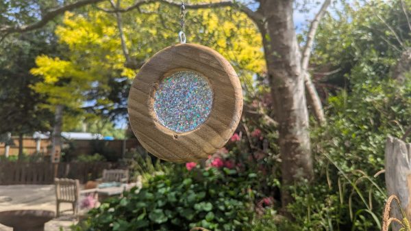 Wooden Sun-Catcher With Silver Glitter Centre