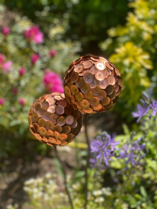 Copper Rivet Allium Flower Garden Ornament