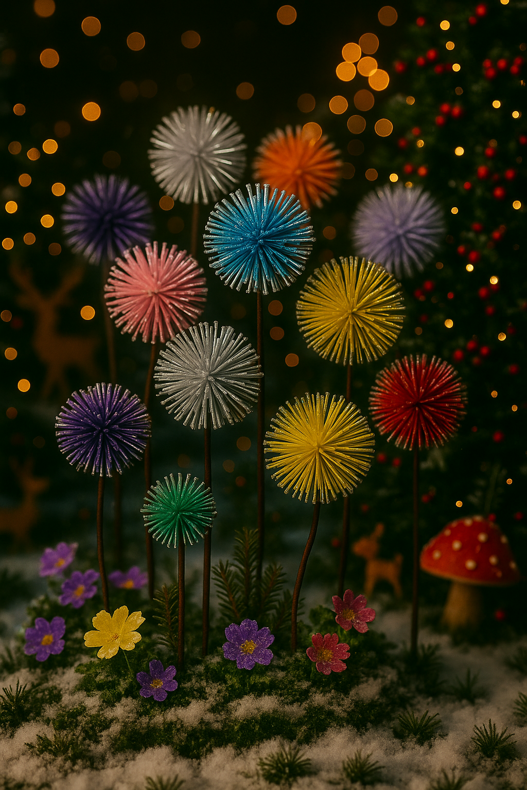 Dandelion Floral Christmas Ornament – Handmade Allium-Style Garden Décor