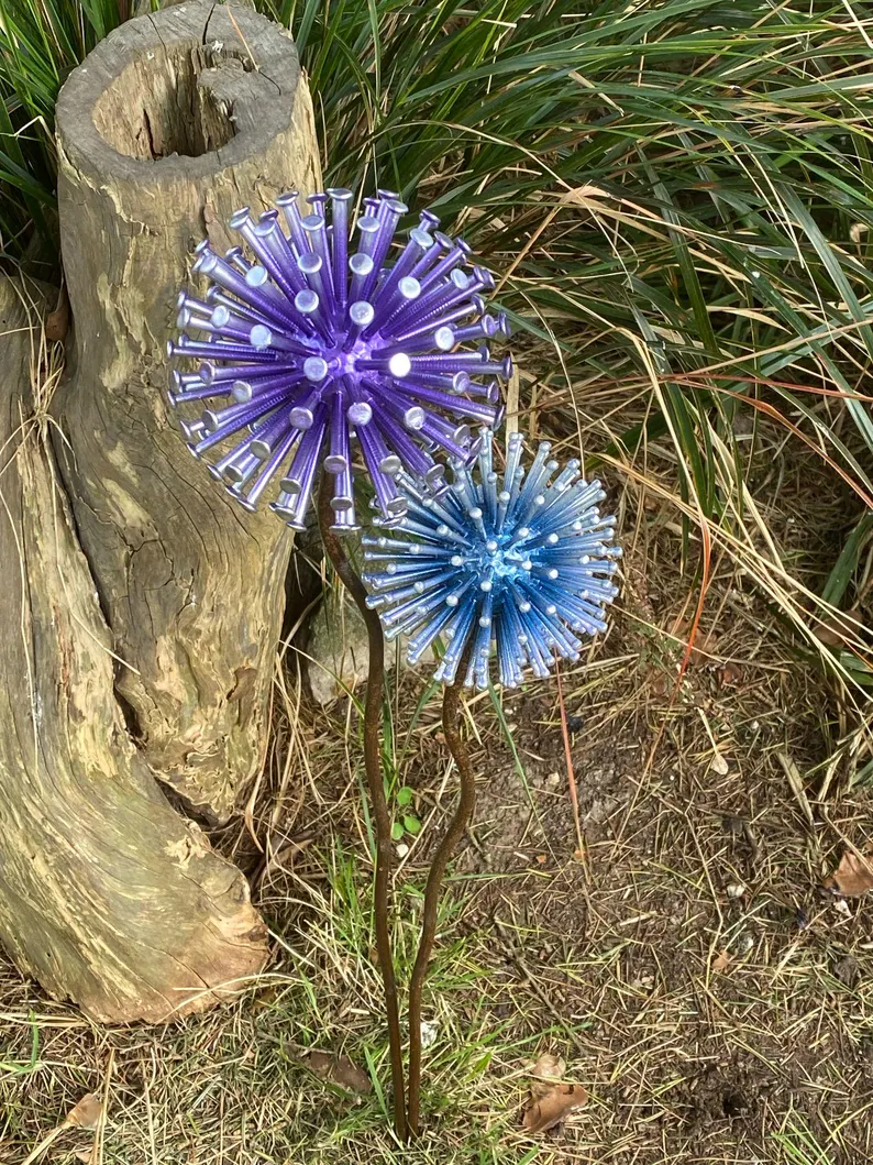Metallic Blue & Purple Alliums Ornament