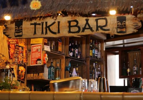 Tiki Bar Large Rustic Bar SIgn With Tiki Faces